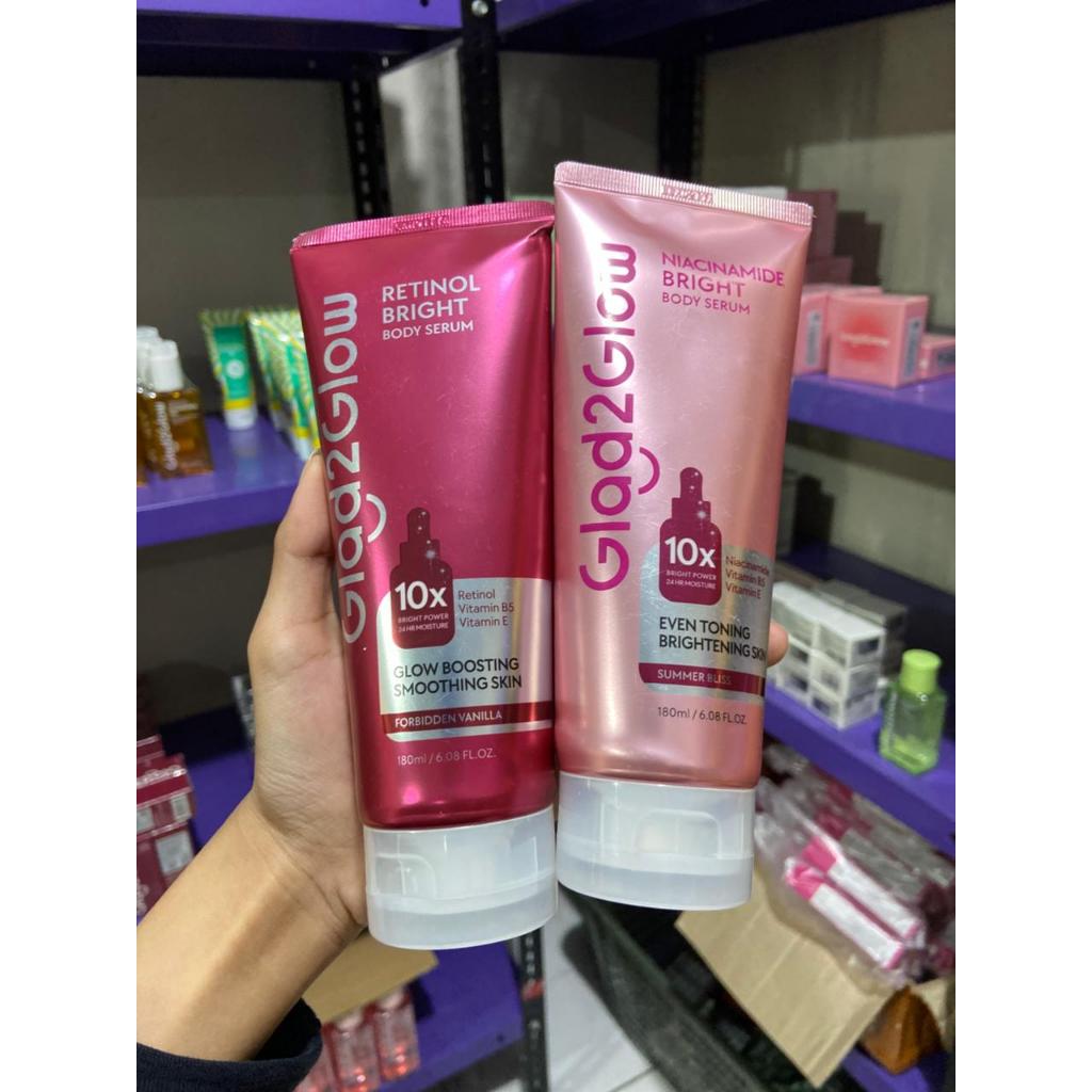 Glad2Glow Retinol/Niacinamide Bright Body Serum Body Lotion 10X Cerah Instant Absorb Whiten Tone Up 