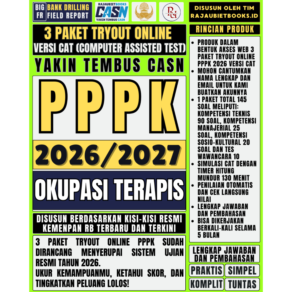 LATIHAN SOAL TRYOUT ONLINE PPPK OKUPASI TERAPIS DAN SIMULASI UJIAN RESMI PPPK OKUPASI TERAPIS 2026