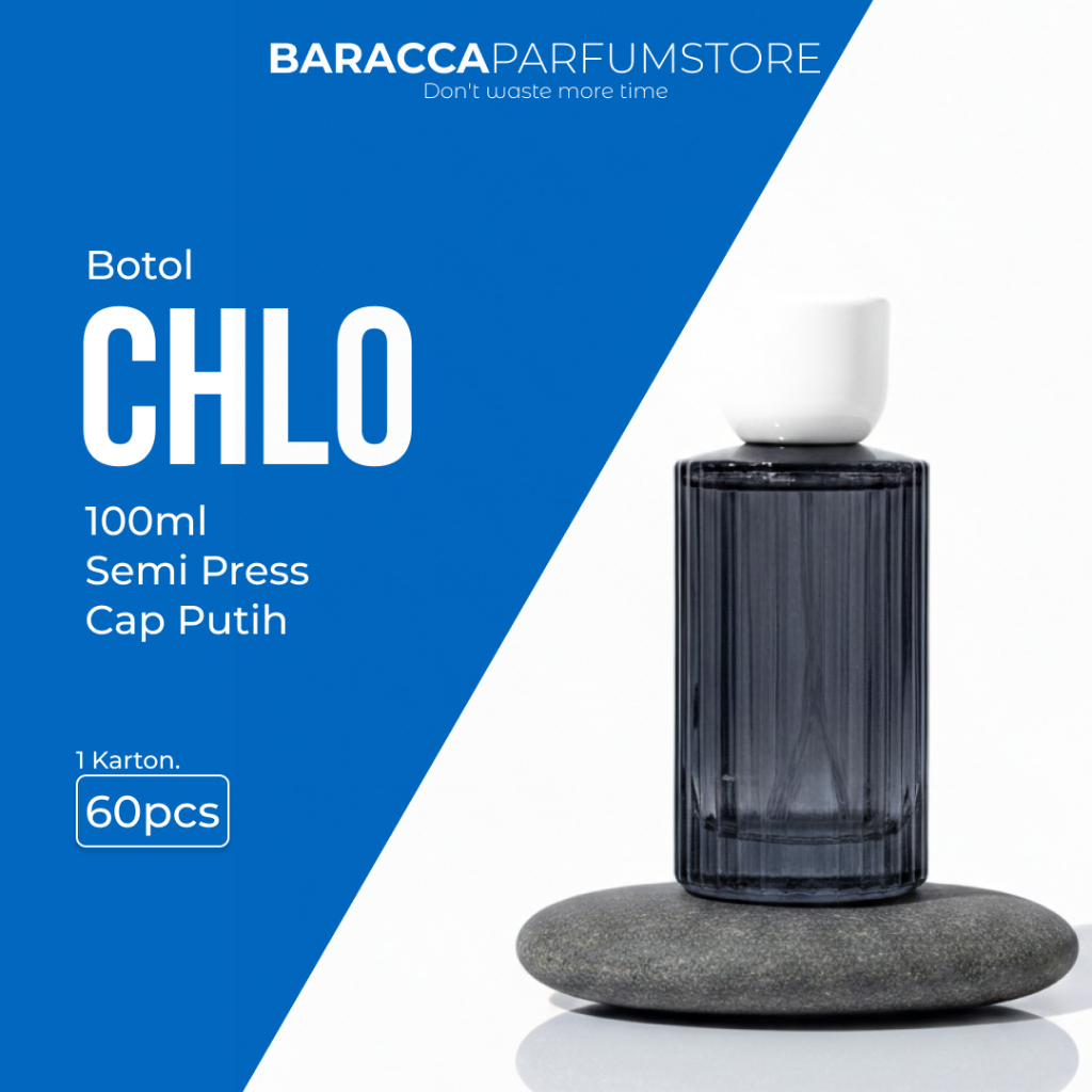 Botol Parfum Chlo 100ML Semi Press Trans Hitam - Botol Parfum Kosong Chlo - Botol Parfum 100ML
