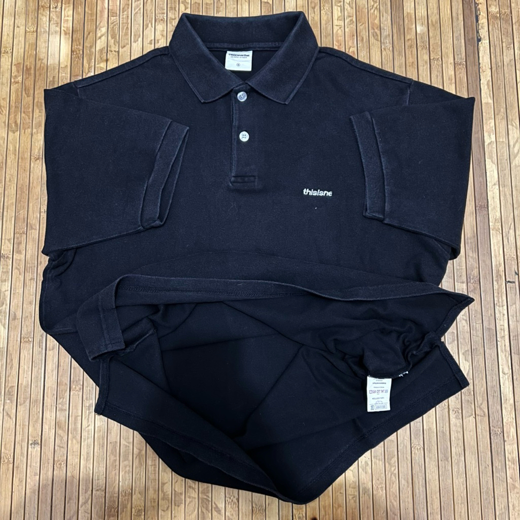 THISISNEVERTHAT OVERSIZED BLACK SHORT SLEEVE POLO SHIRT