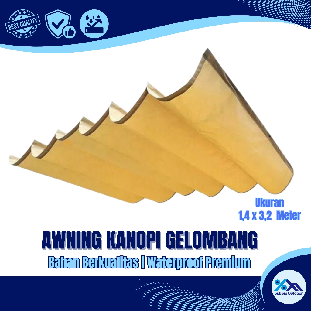 Awning Gelombang Buka Tutup Ukuran 1,4x3,2  Meter Bahan Cordura | Kanopi Gulung Stylish