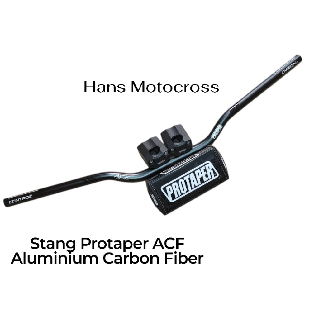 Stang Protaper ACF Aluminium Carbon Fiber tipe low set riser 7cm dan busa kotak motorcross KLX 150 C