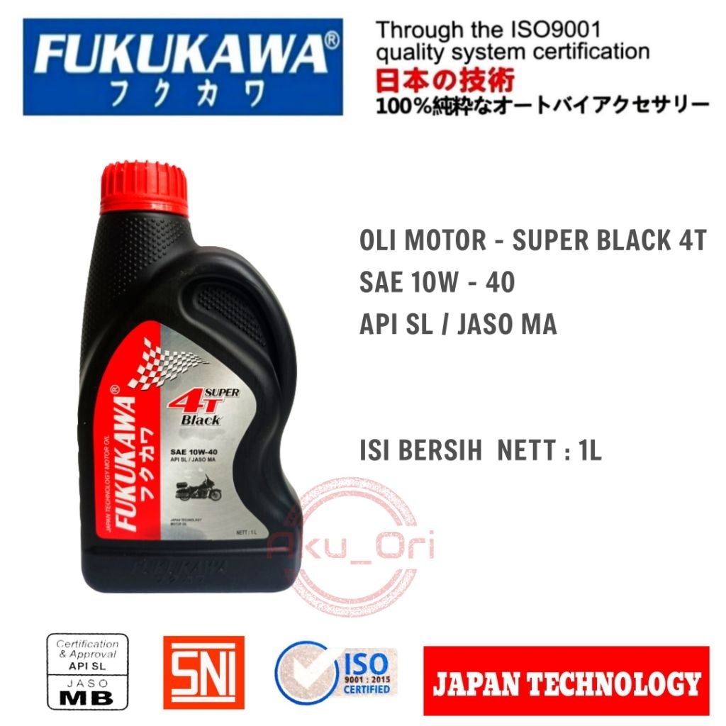 OLI MESIN FUKUKAWA BLACK 1 L 10W-40 API JASO MA oli motor 1 liter
