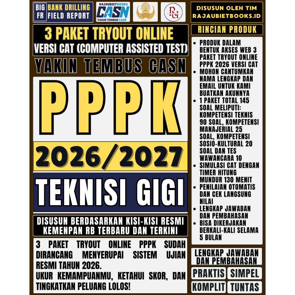 LATIHAN SOAL TRYOUT ONLINE PPPK TEKNISI GIGI DAN SIMULASI UJIAN RESMI PPPK TEKNISI GIGI 2026