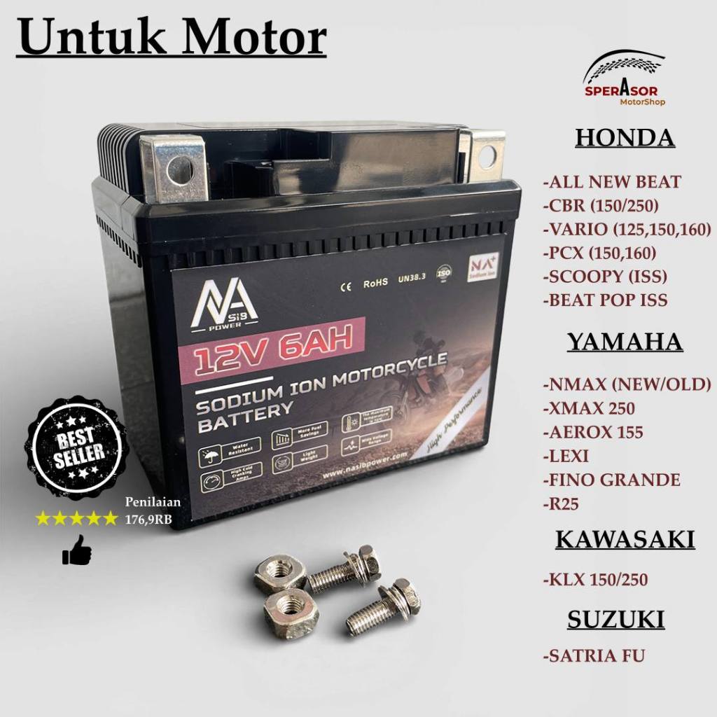 [PENGIRIMAN PULAU JAWA SAJA] AKI ACCU BATERAI MOTOR NANO BATTERY SODIUM ION YTX5A 12V 5.2Ah MOTOR
