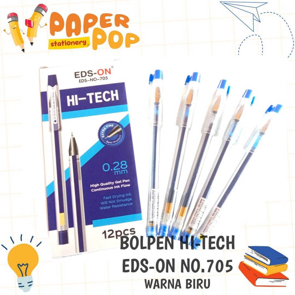 BALLPOINT / BOLPEN PEN PULPEN HI-TECH EDS-ON NO.705 0.28mm BIRU