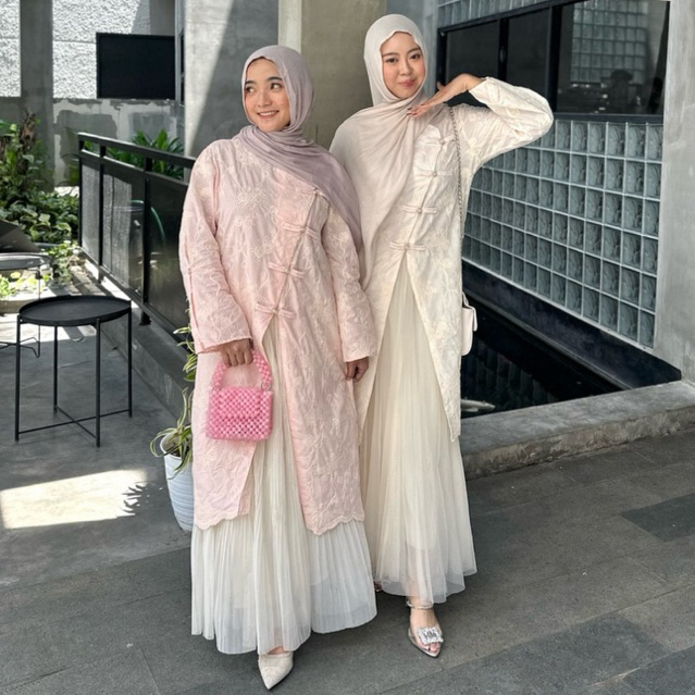 Sanvira Tunik Cheongsam Bordir by Alesha - Tunik Lebaran Elegan dengan Detail Bordir Cantik