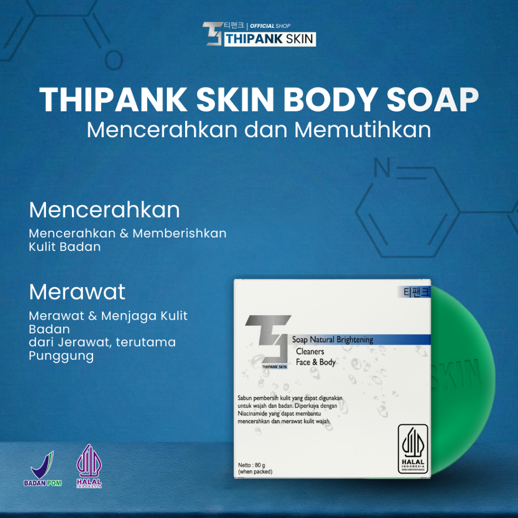 Thipank Skin Body Soap /sabun pemutih badan pria paling ampuh/sabun pemutih Badan pria BPOM Halal