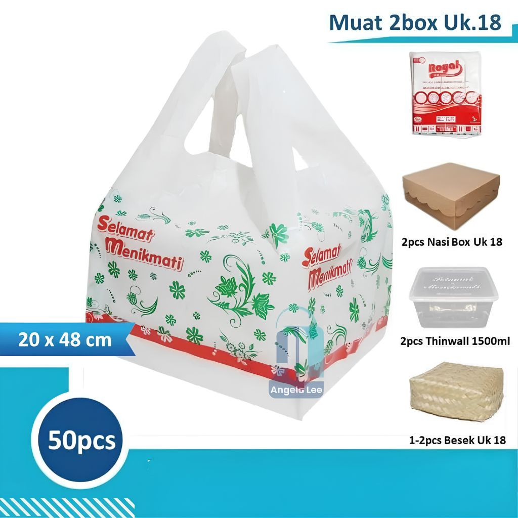 Kantong Plastik Dus Nasi 18x18 50 Lembar / Plastik Kotak Nasi Besek Catering Uk 18