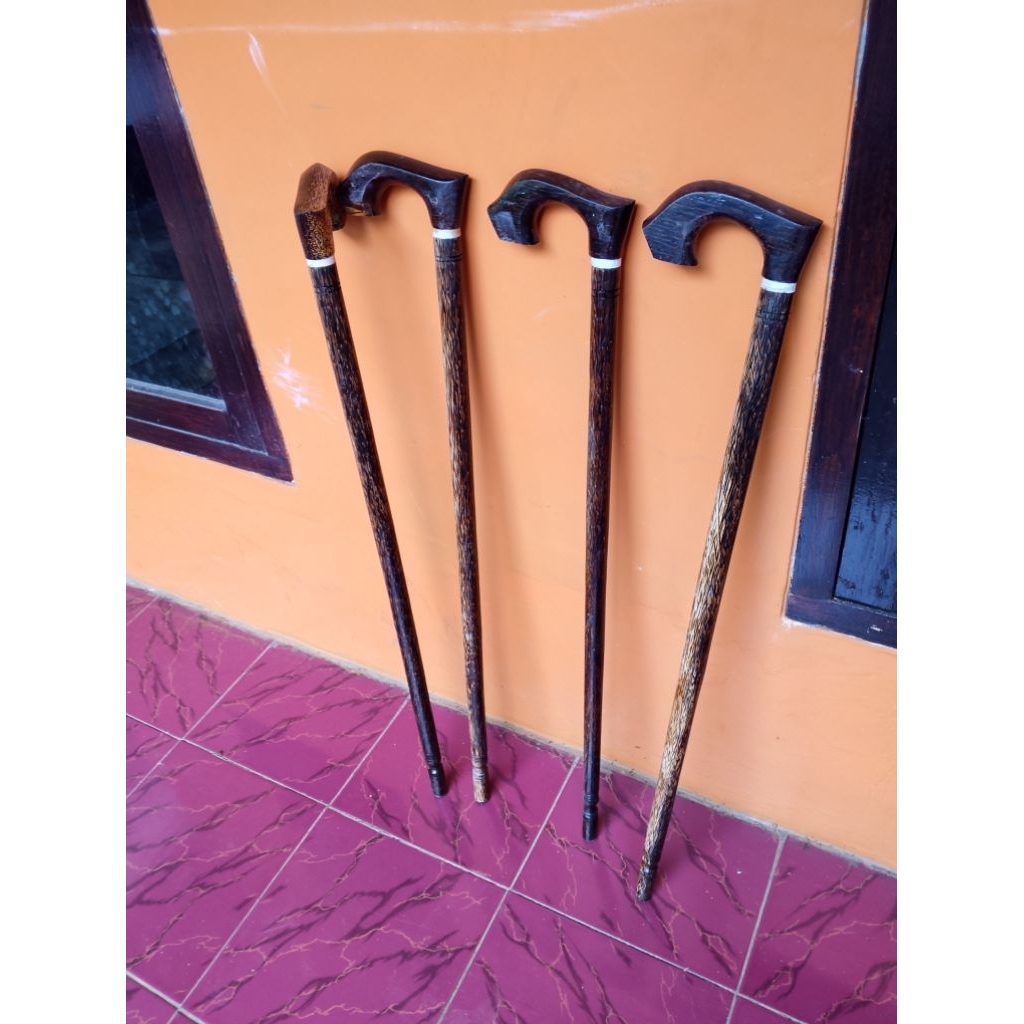 tongkat bantu jalan lansia bahan kayu aren