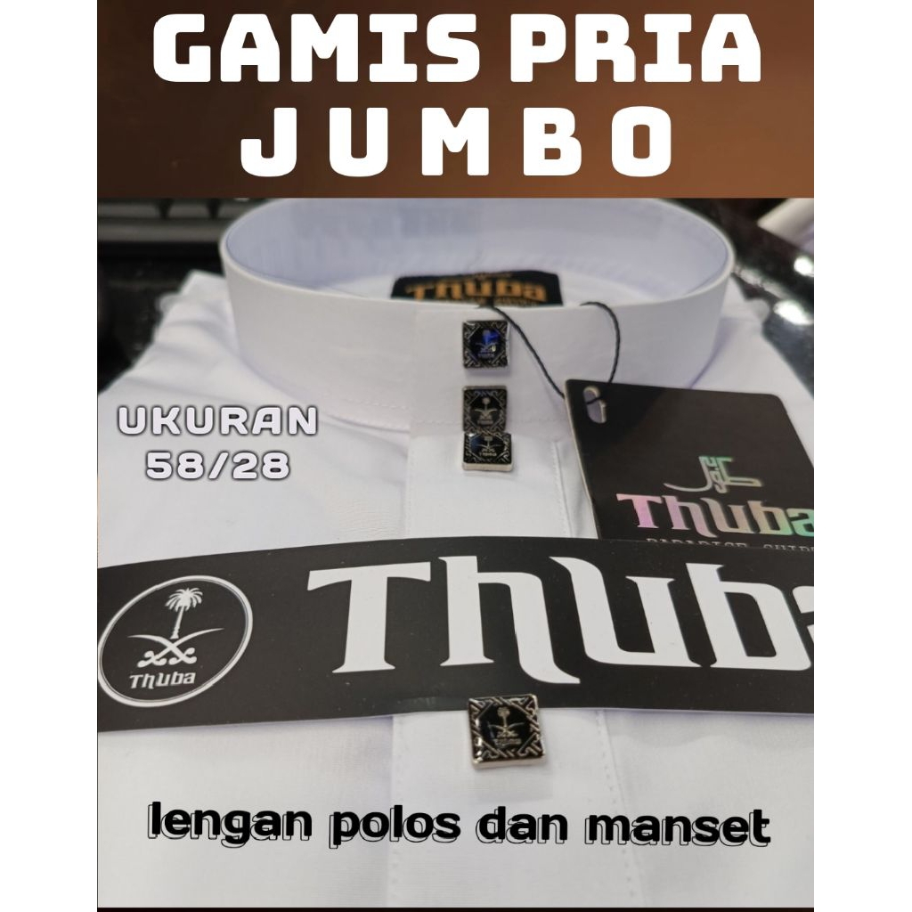 Gamis Pria Jumbo/Gamis Putih Premium/Gamis Lengan Polos/Gamis Lengan Manset/Gamis Mewah/Gamis Laki
