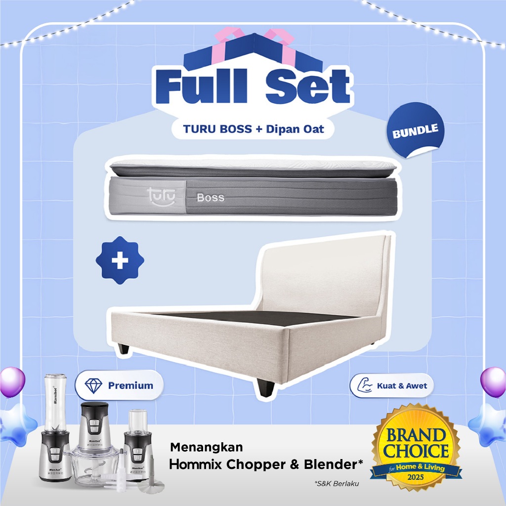 Set Bundle Pocket Spring Bed TURU BOSS + Dipan PEANUT / OAT TURU - FULL SET TERMURAH TERLARIS