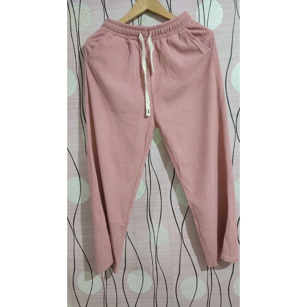 CELANA KULOT CODUROY DUSTY PINK