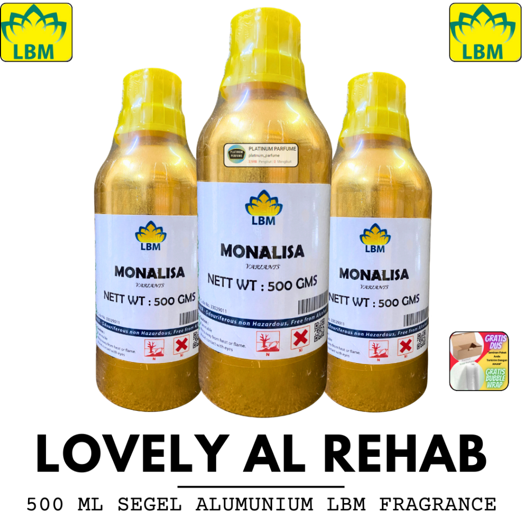 Bibit Parfum LOVELY AL REHAB ( Monalisa ) 500 ML SEGEL Alumunium LBM Fragrance - PERFUME LBM - Bibit
