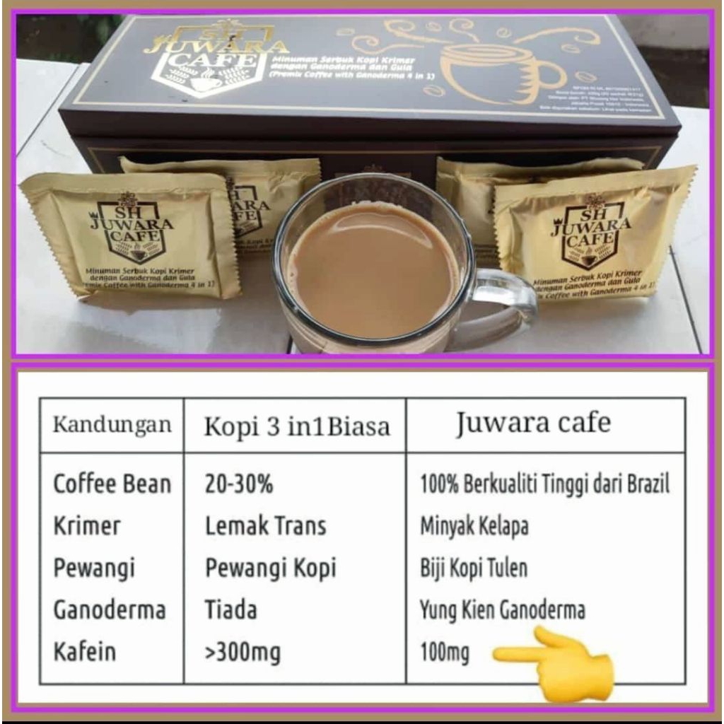 Kopi Juwara SH Cafe dengan ganoderma