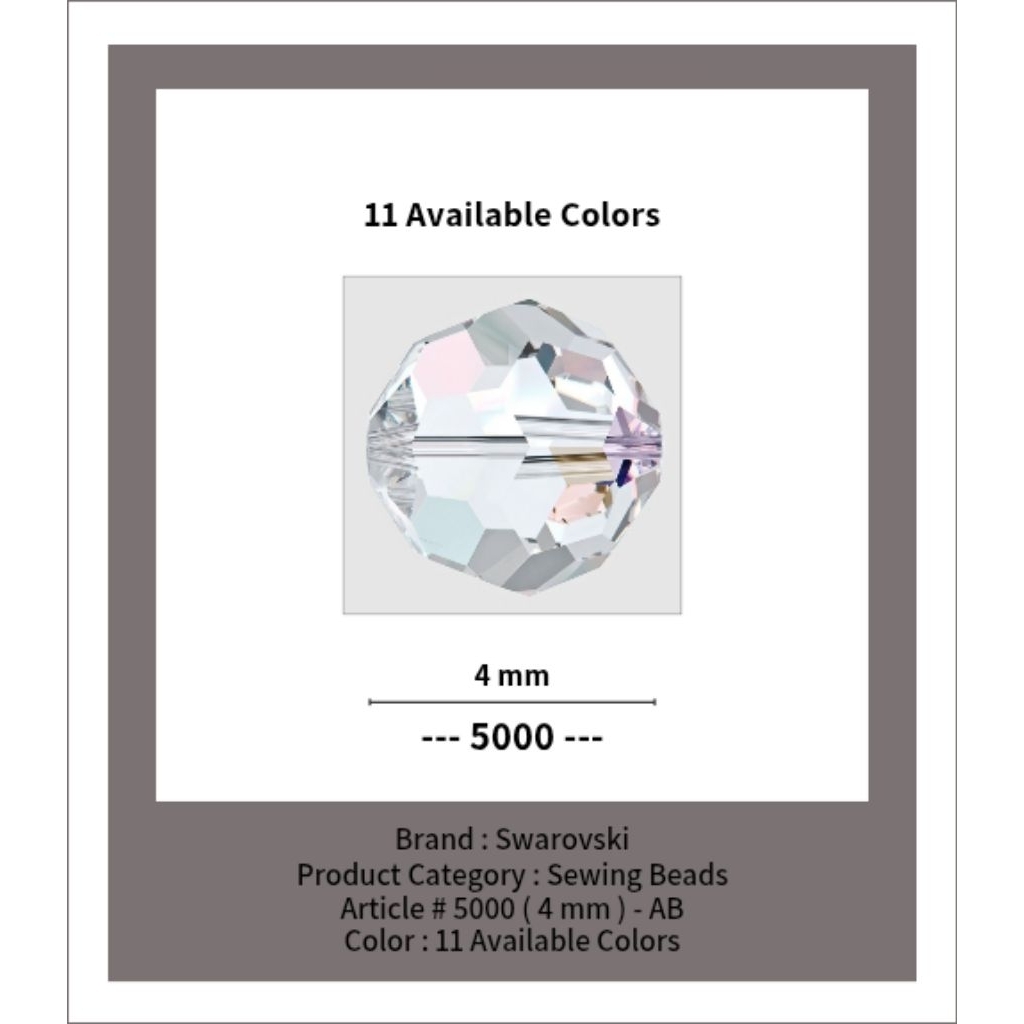 SWAROVSKI™ - Crystal Beads - Article # 5000 - 4 MM - AB - Swarovski Crystal - Kristal Swarovski - Cr