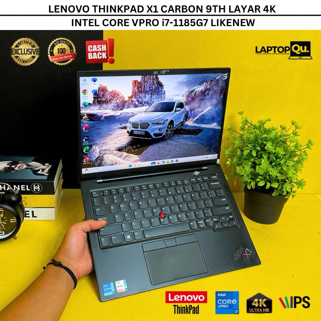 LENOVO THINKPAD X1 CARBON 9TH i7-1185G7 RAM 16GB/SSD 512GB/LAYAR 4K/LIKENEW