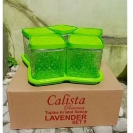 toples Calista lavender Set 5 hijau/toples kue kering lebaran 5 set kristal toples Set 5 Calista