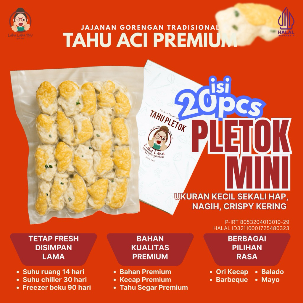 Tahu Aci Pletok MINI Laka-Laka Tofu Cemilan Gorengan Vacuum Khas Tegal Asli Frozen