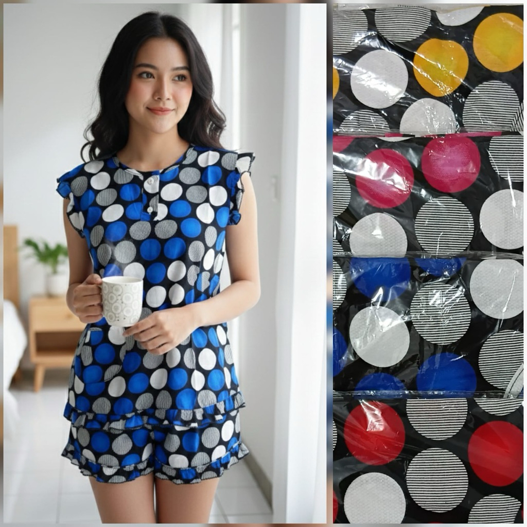 Baju tidur 3per4 Katun Polka - Baju tidur wanita dewasa