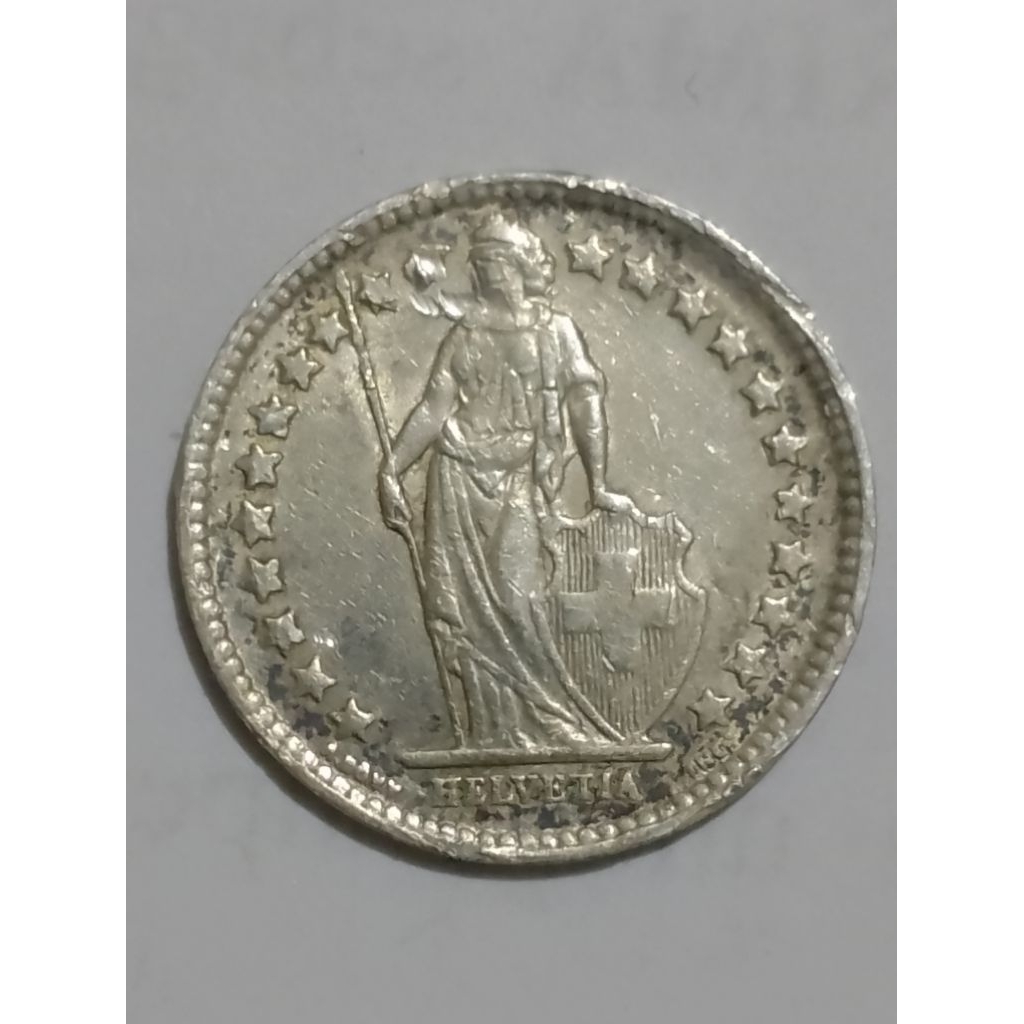 Koin perak silver Swiss 1/2 Franc 1943 dm 18,2 mm