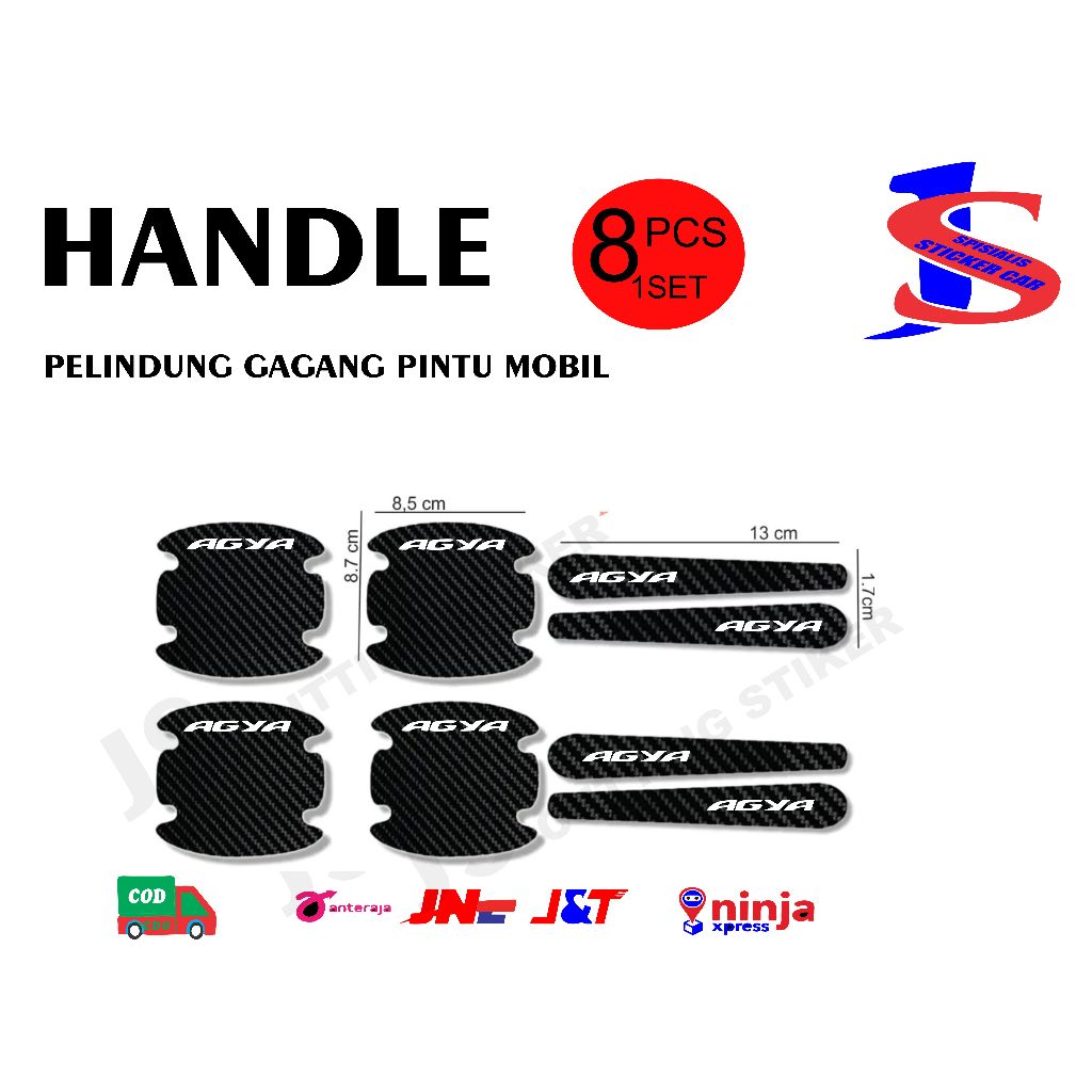 8pcs stiker handle mobil toyota agya stiker pelindung gagang pintu mobil agya