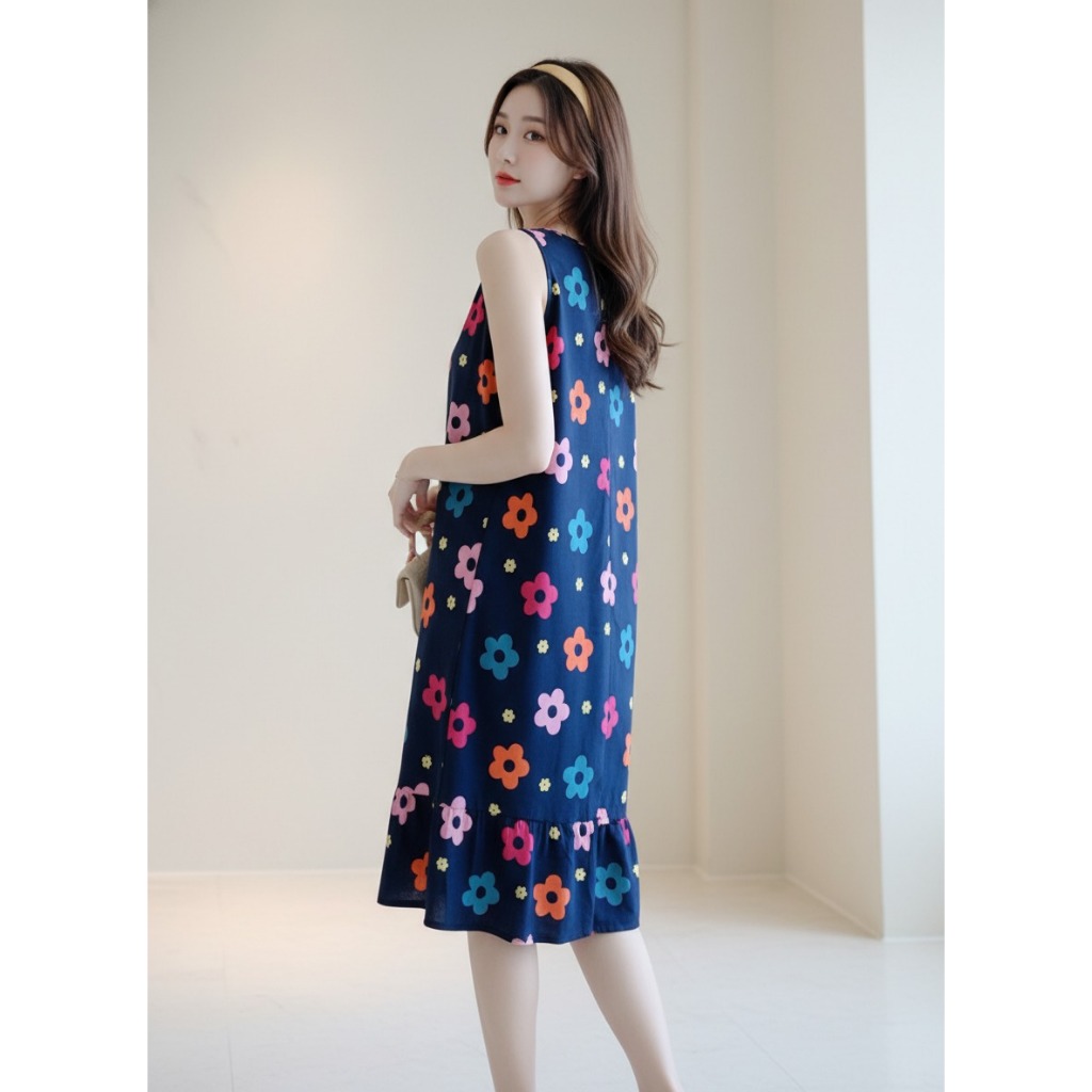 COD DASTER MODEL RUFFLE TALI BESAR KEKINIAN BAHAN KATUN ADEM MOTIF RANDOM WANITA REMAJA