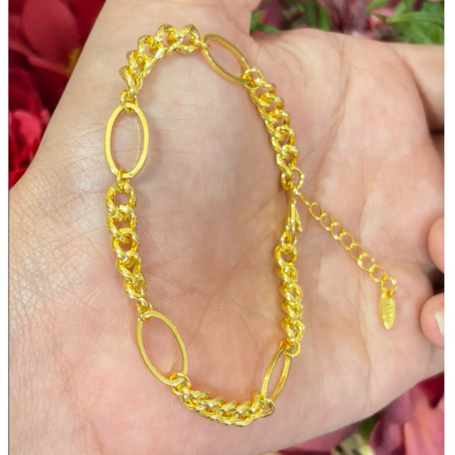 Gelang rantai oval lapis emas
