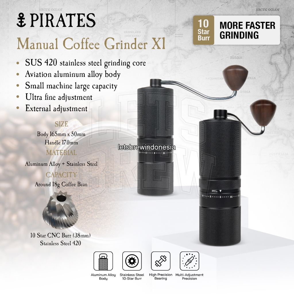 Pirates Manual Coffee Grinder X1 | Grinder Manual Pirates X1