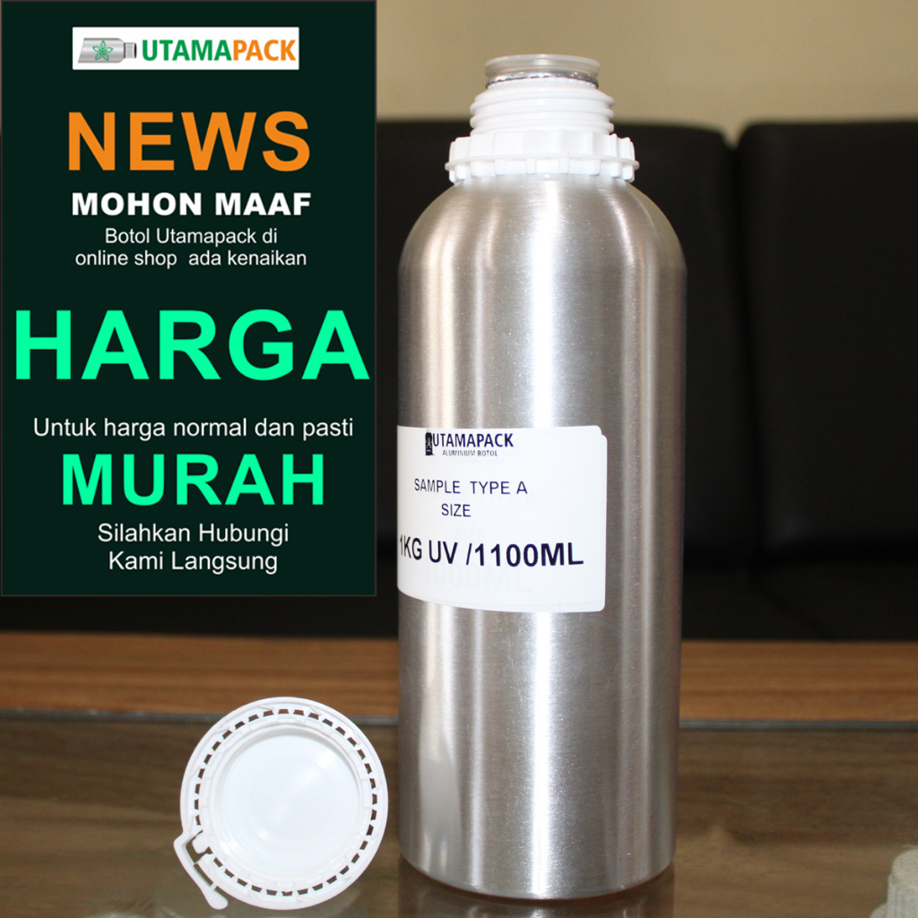 Botol Kaleng jerigen  aluminium alumunium 1liter/ 1L / 1 Liter / 1000ml BARU bibit parfum aroma ther