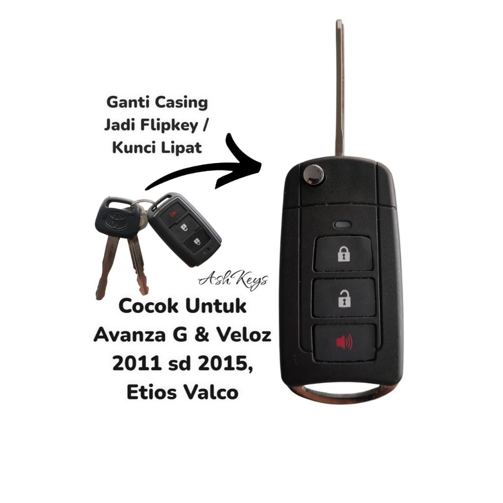 Casing Lipat cover Remot flipkey Kunci mobil Toyota Avanza type G velloz 2011 2012 2013 2014 2015 & 