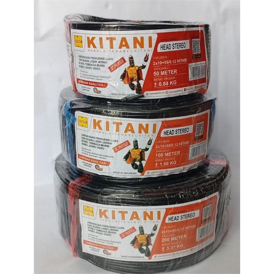 kabel head skerem stereo 1 rol merk kitani panjang 100 meter ( bukan kabel mic ) bagus