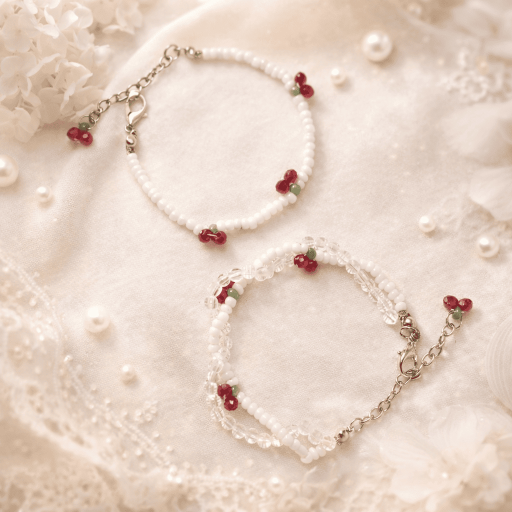 Red Cherry Beads Bracelet