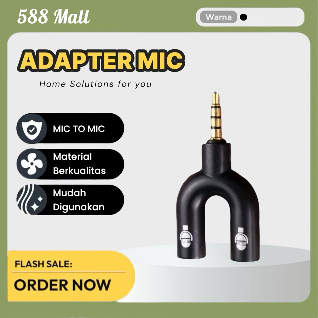 [ 588 Mall ] Audio Splitter 2 Mic Splitter Microphone Dual Aux | MIC & MIC