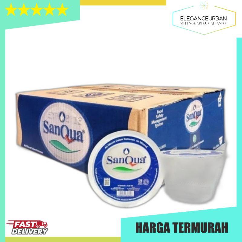 KHUSUS INSTAN Sanqua Air Mineral Putih Bening Mini Gelas 120ml 40 pcs