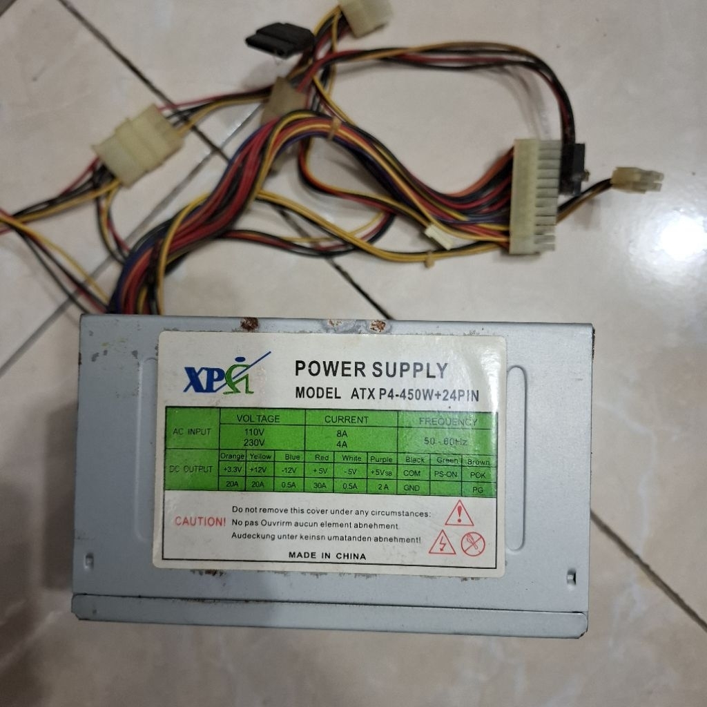 Power supply PSU PC 24 pin 450 W XPSI bekas rusak