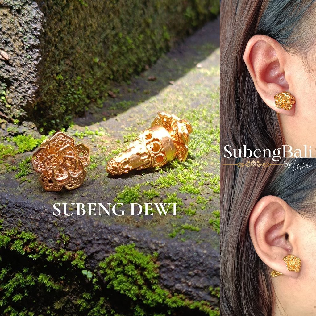 Subeng Bali | Anting Bali | Giwang Bali model Dewi bahan alpaka lapis emas