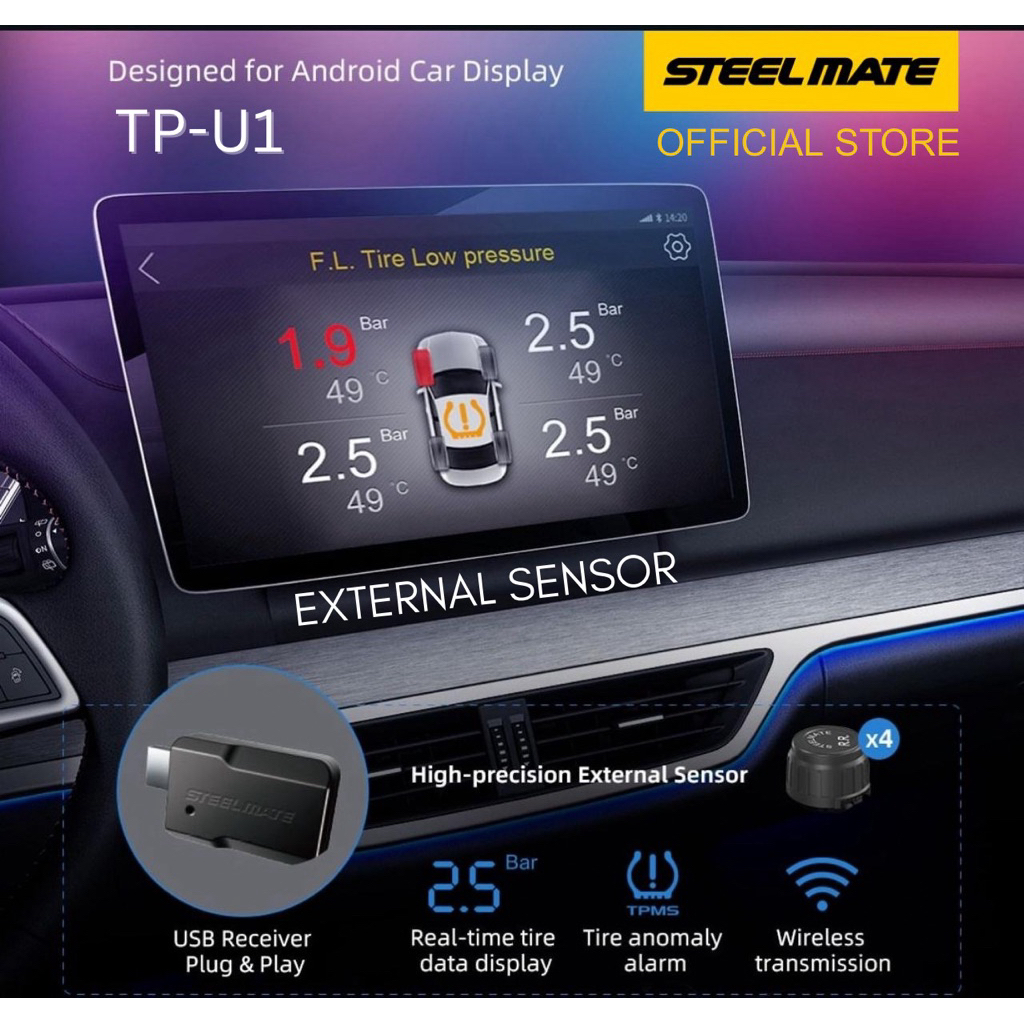 SMART TPMS for ANDROID DISPLAY (External Sensor) STEELMATE TYPE U1 (ORIGINAL)