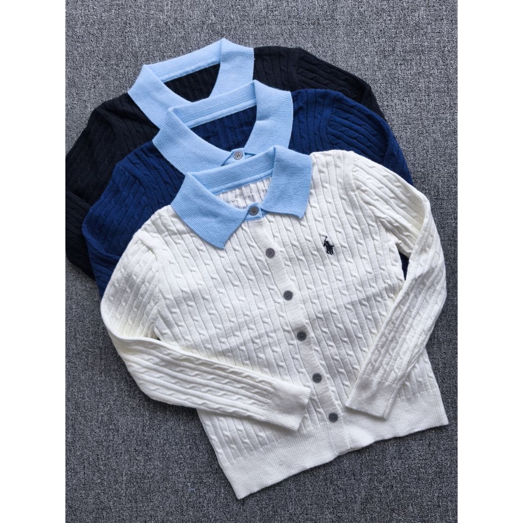 SWEATER KNIT CABLE POLO
