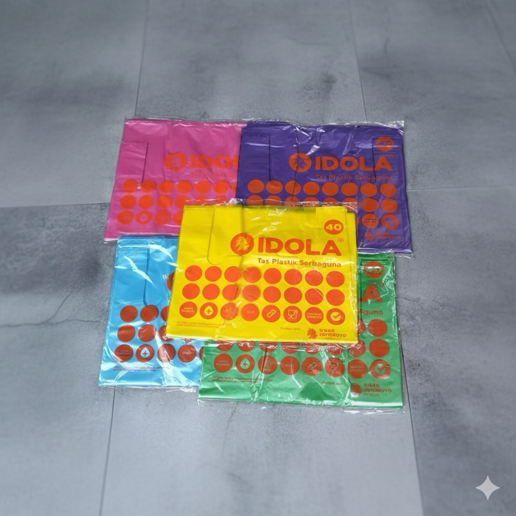 Kantong Plastik Kresek JUMBO WARNA IDOLA Ekonomis Uk 40 x 65