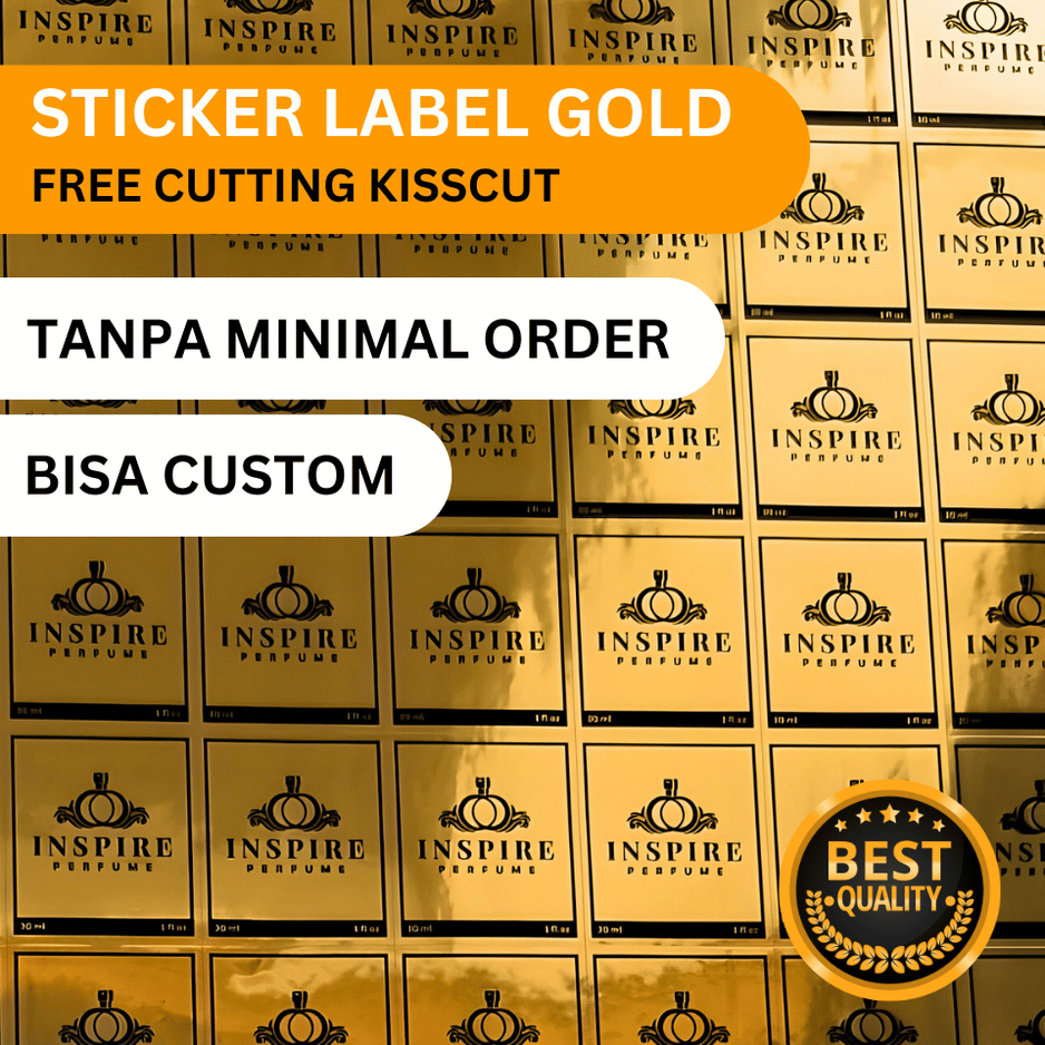 CETAK PRINT STICKER LABEL GOLD PREMIUM A3+ & KISS CUT