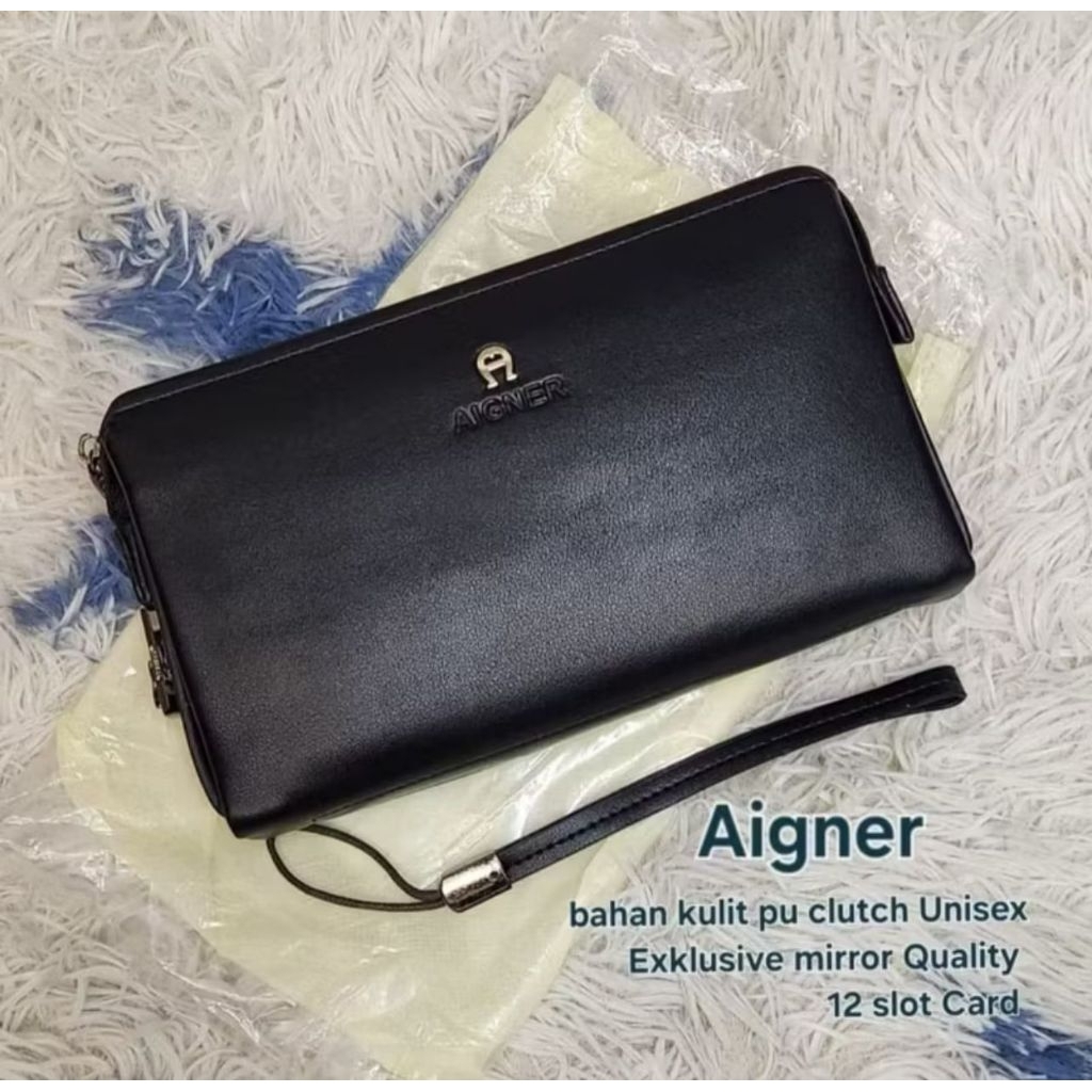 Handbag AIGNER Tas Tangan Kulit Pu Clutch Model Lock Import