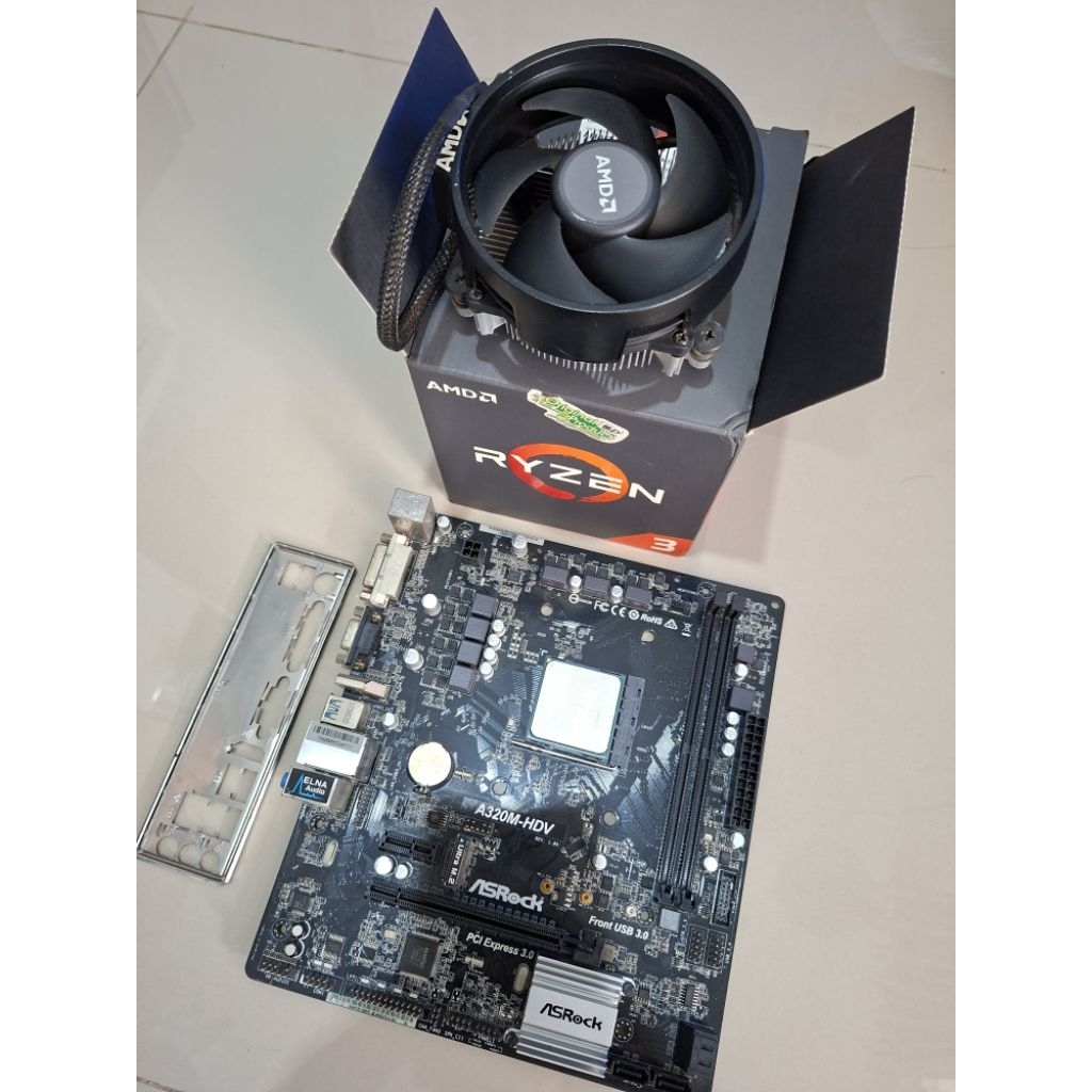 RYZEN 3 1200 HSF+MOBO ASROCK A320M HDV BACKPLATE