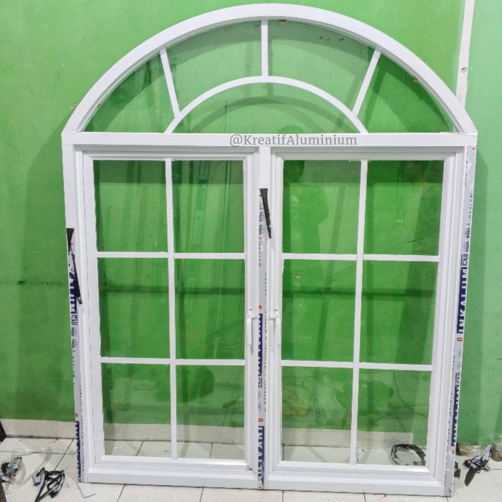Jendela Lengkung Aluminium 2 daun | Jendela Custom