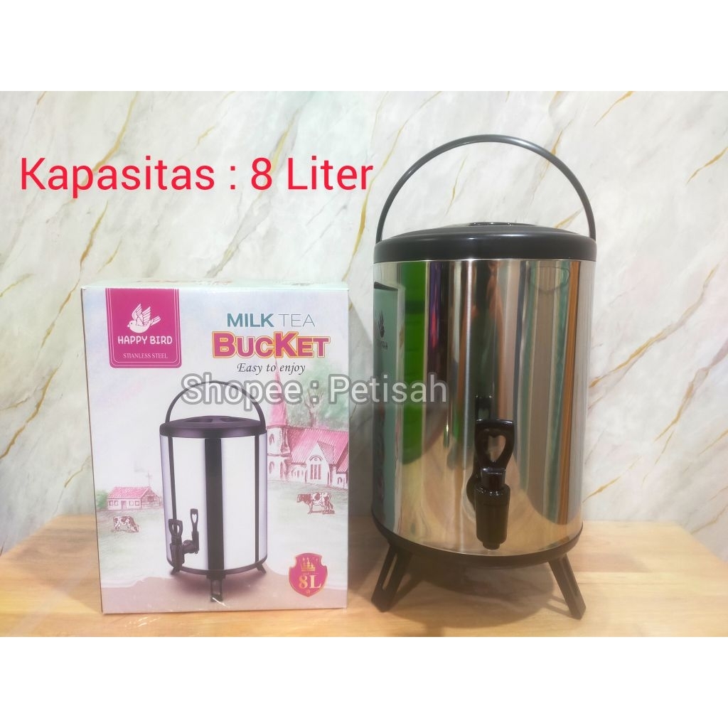 Water Jug Stainless Steel 8 Liter / Milk Bucket Stainless Steel 8L / Termos Air Panas 8Liter Kran / 