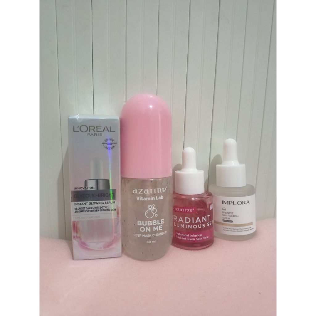 PAKET TAKE ALL BUNDLE SKINCARE LOREAL SEGEL SERUM GLYCOLIC BRIGHT + AZARINE