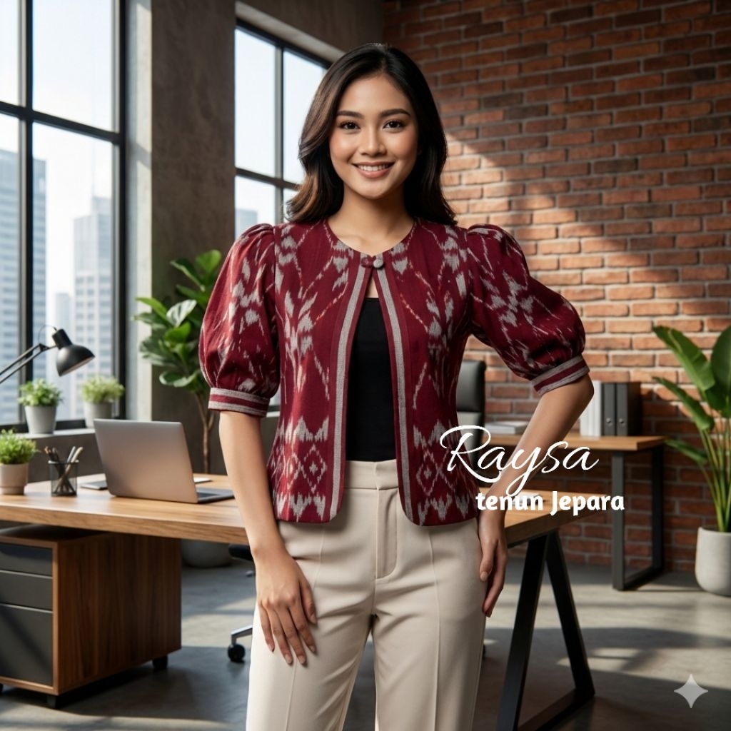 Raysa Tenun Blazer wanita Desain Modern dan Stylish Blazer Tenun Wanita Outer Tenun Wanita Outer Baj