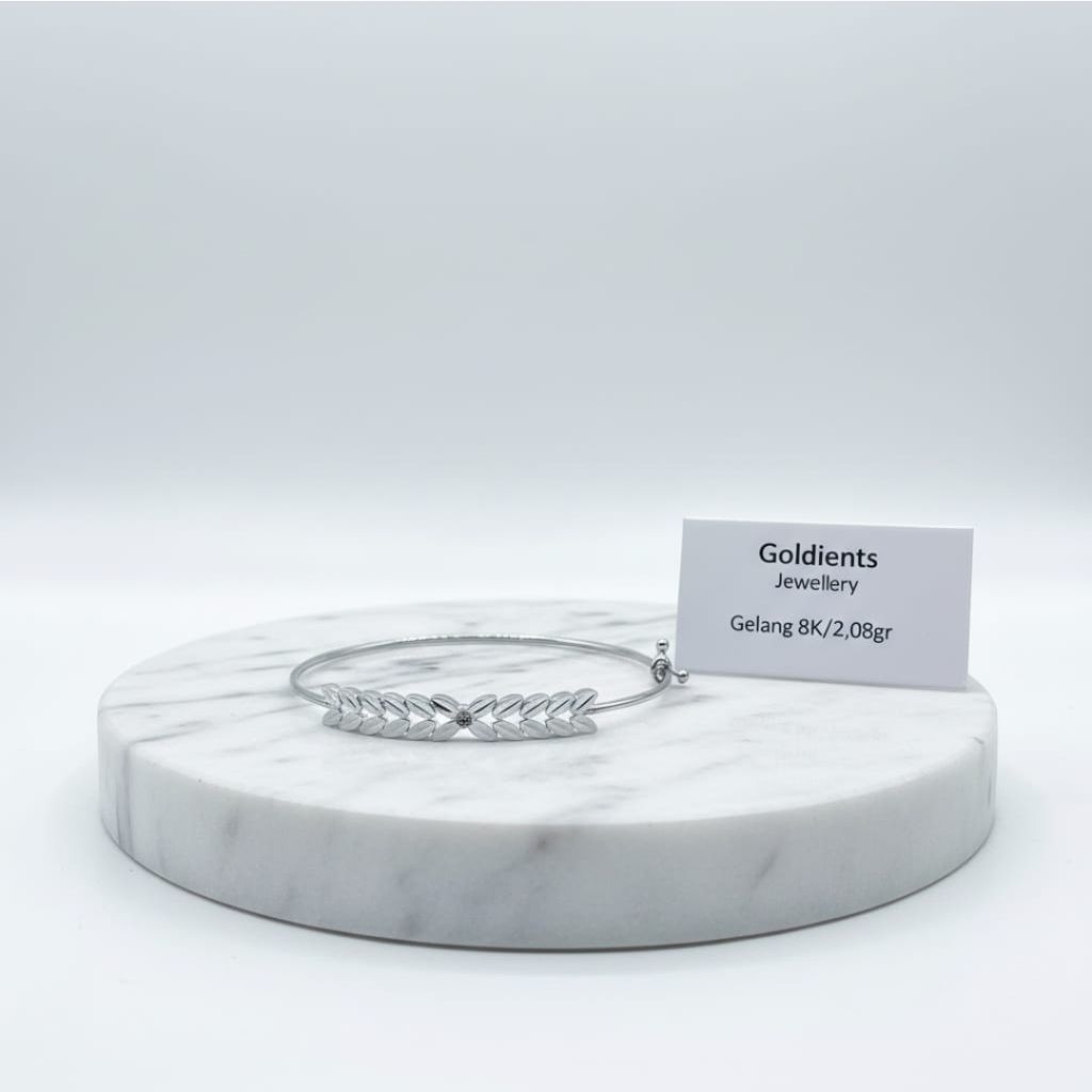 gelang bangle simple leaf//emas asli 8k