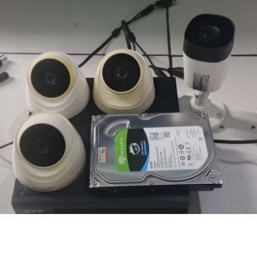 DVR CCTV 4CH, XVR DAHUA + HD + 4 KAMERA || SIAP ONLINE  APP DMSS ||