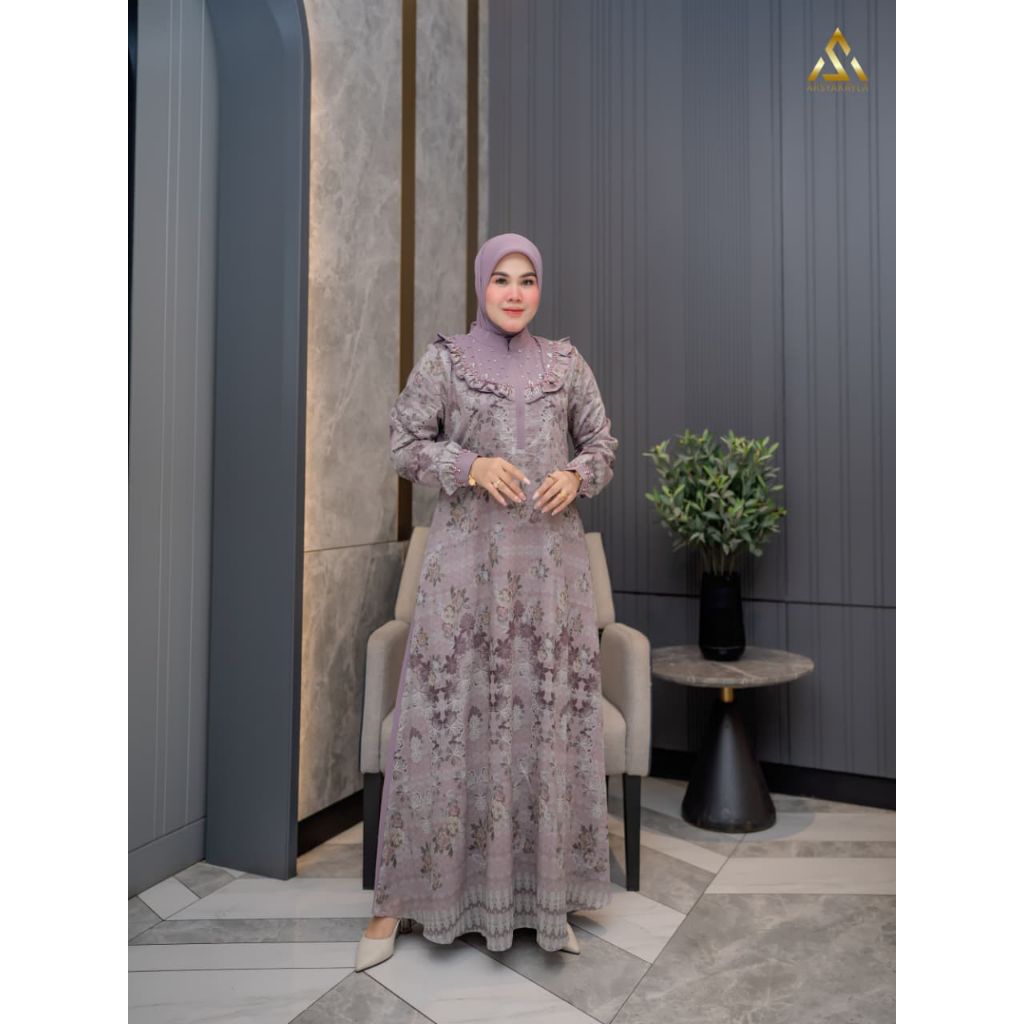 Ayra Dress By ArsyaKayla Gamis Kombinasi Printing